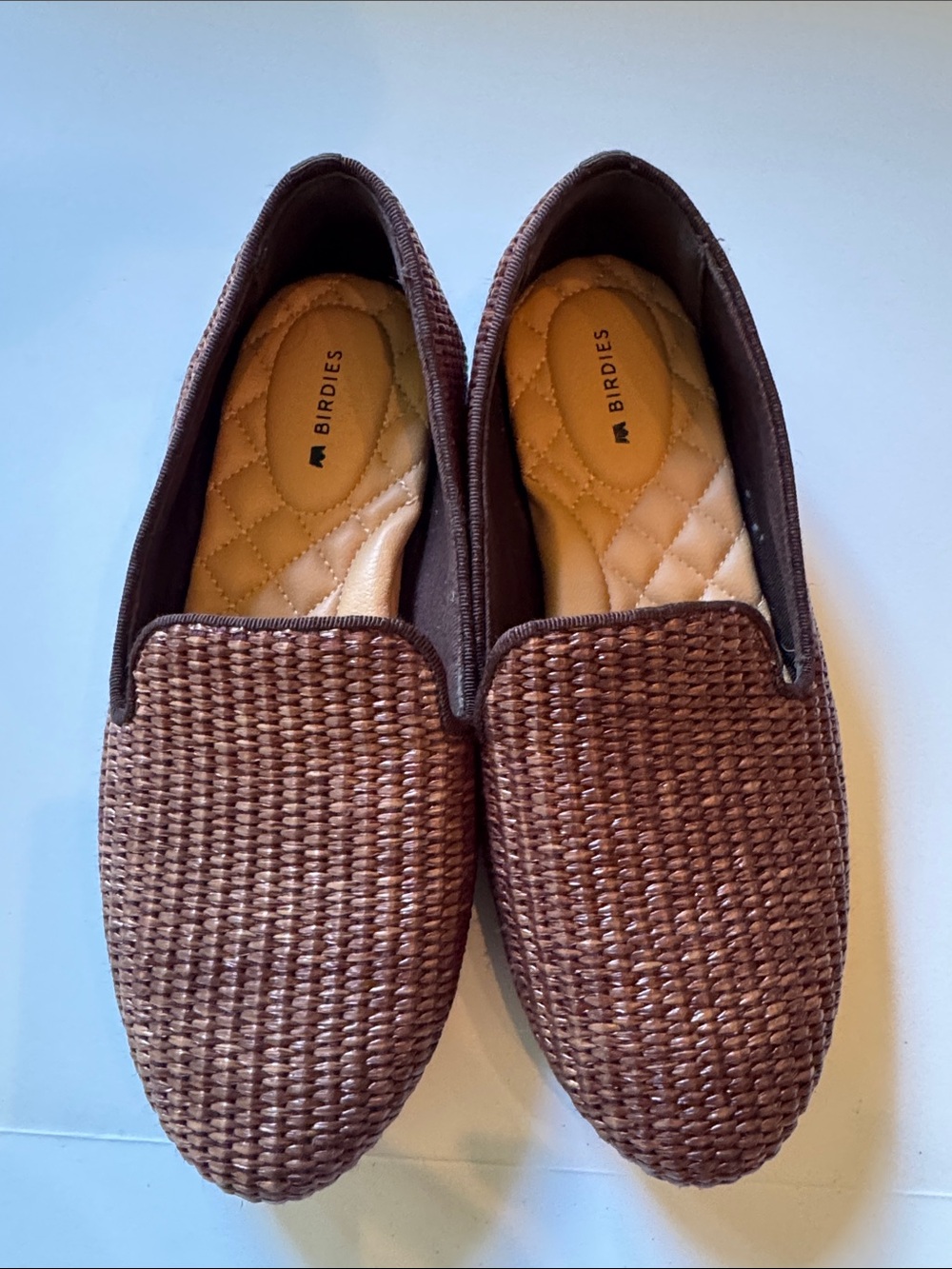 Birdies The Starling Raffia  Classic Smoking Slipper Flat Loafer, 6.5 Brown.